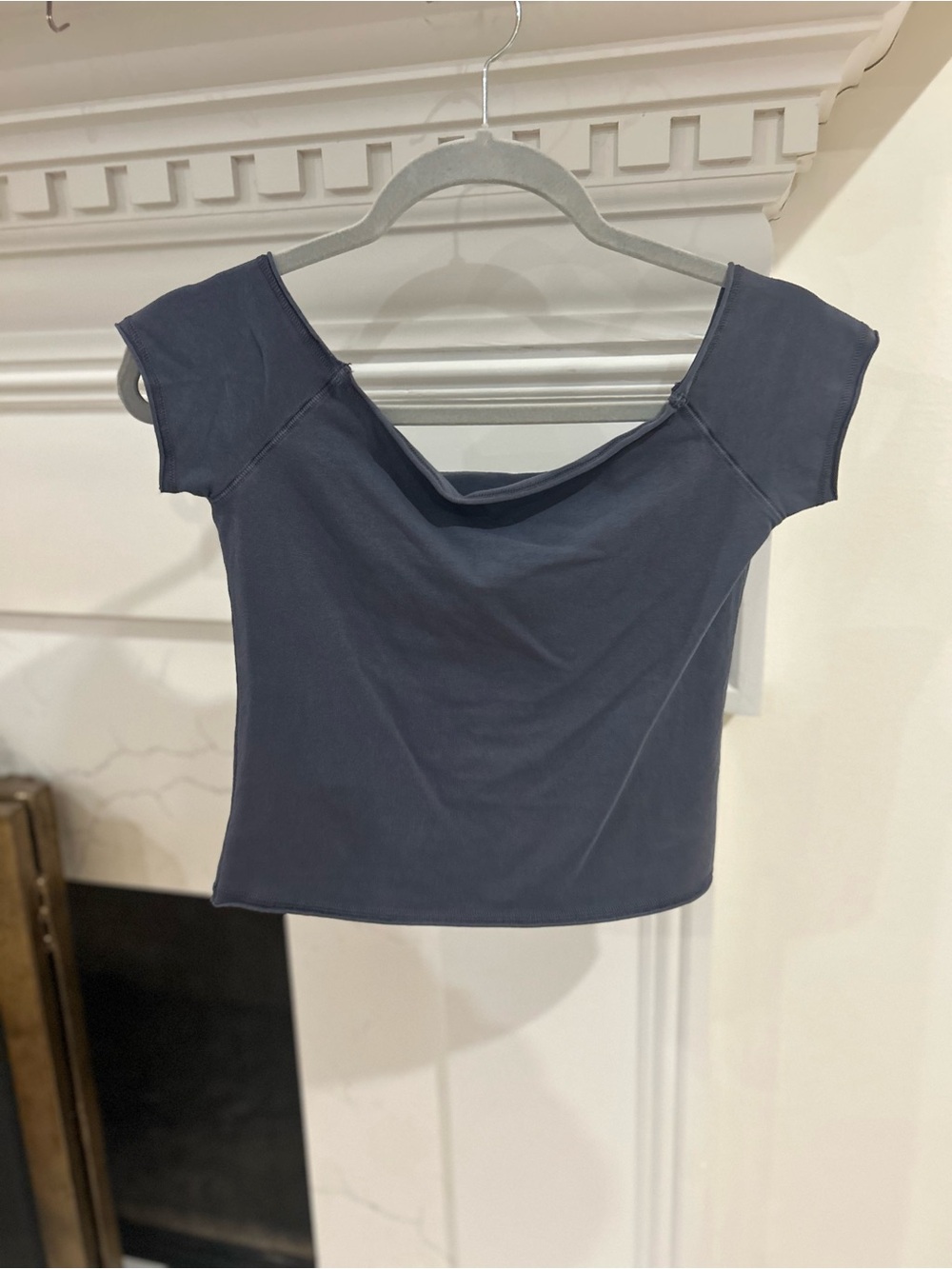 Brandy Melville Navy Off-Shoulder Crop Top